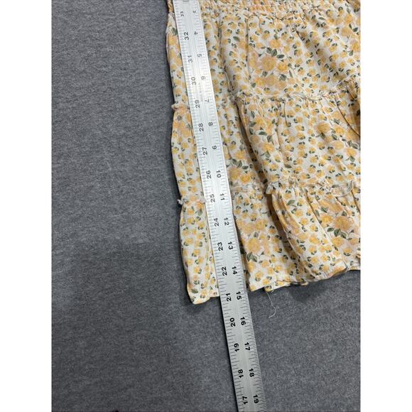 American Eagle Yellow/Black Eyelet Boho Floral Tiered Ruffle Skirts Women Sz SP - Picture 12 of 14